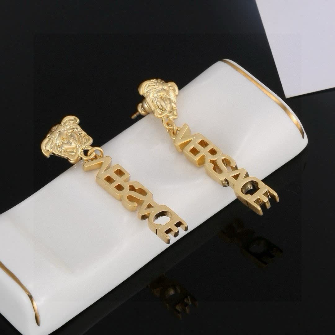 Versace Gold Logo Earrings