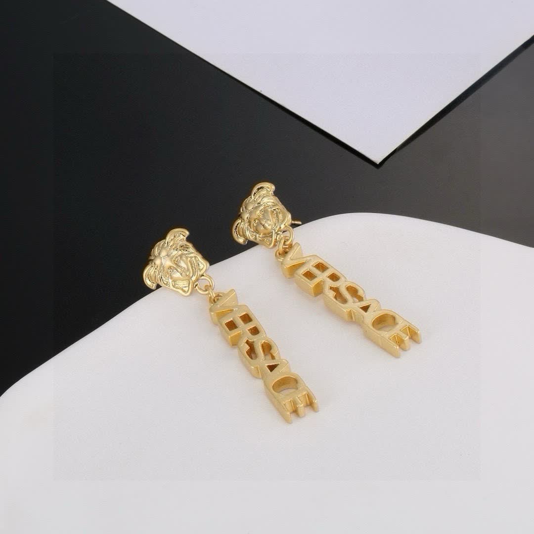 Versace Gold Logo Earrings
