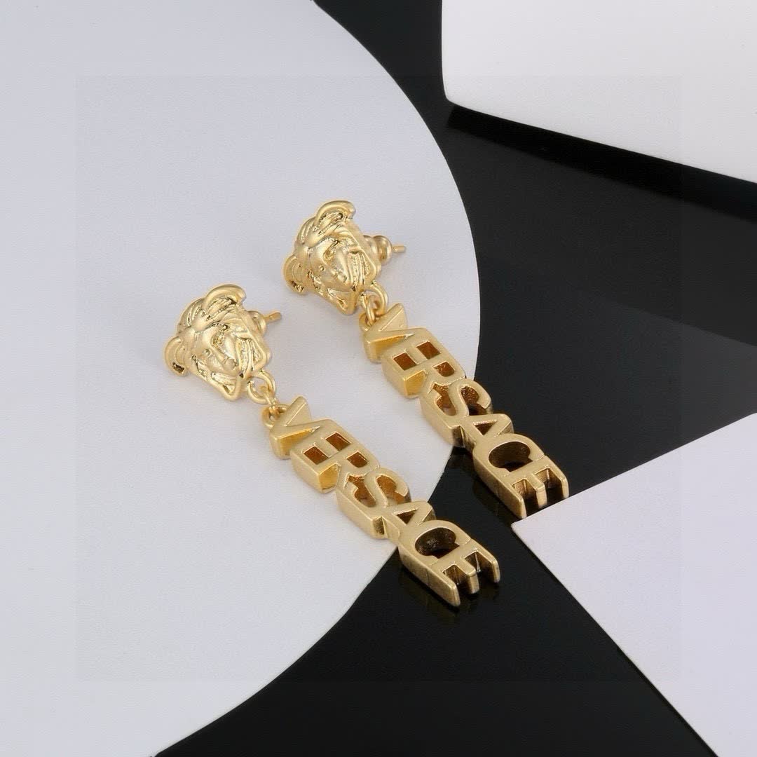Versace Gold Logo Earrings