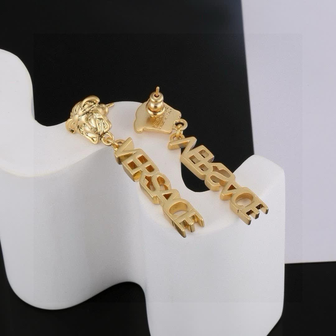 Versace Gold Logo Earrings