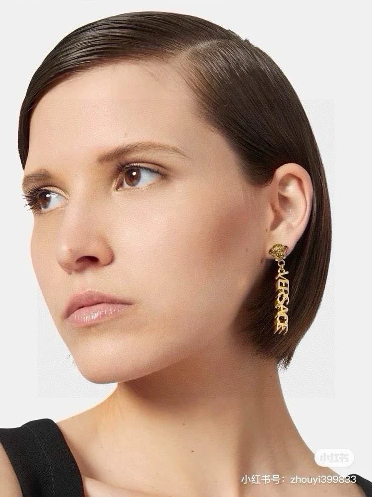 Versace Gold Logo Earrings