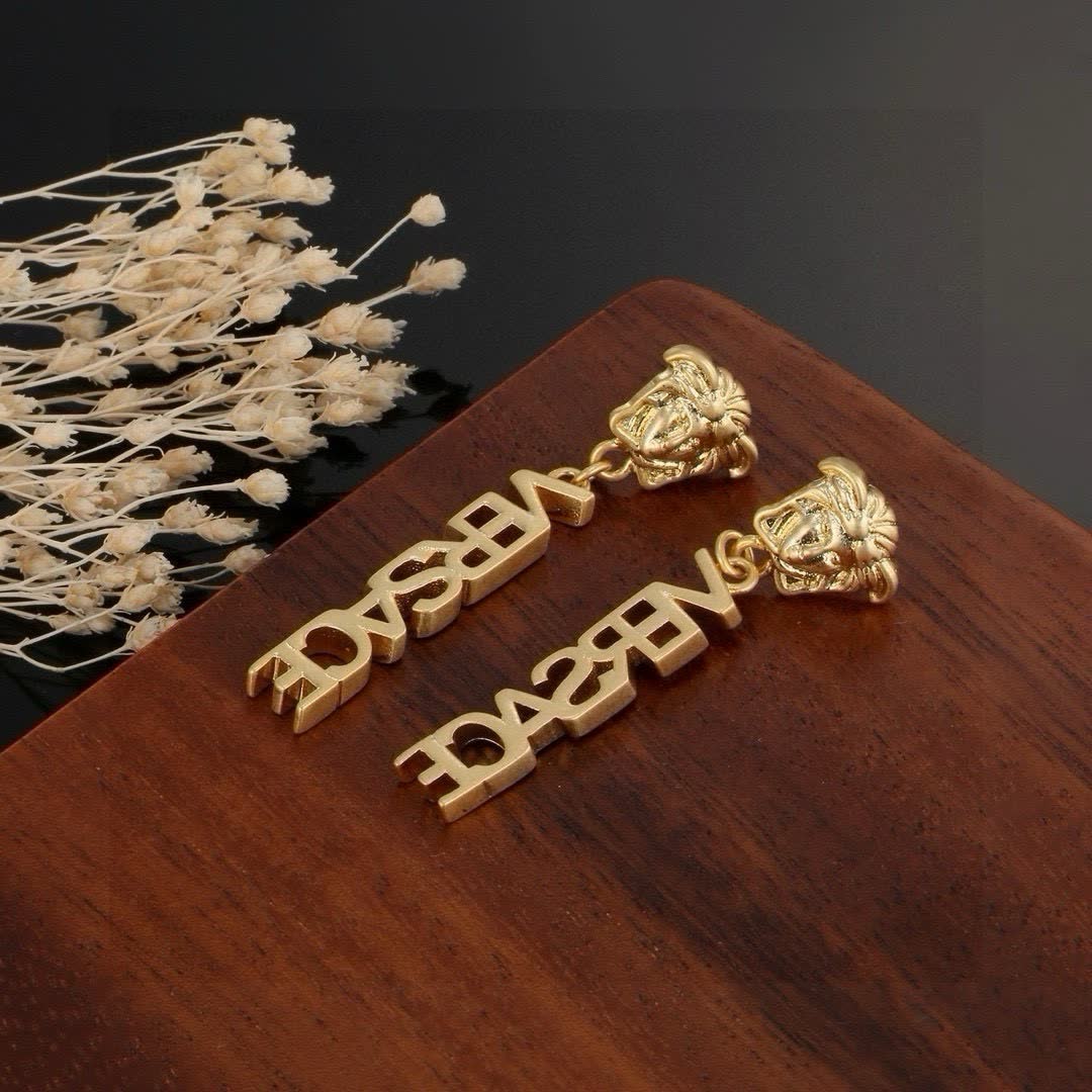 Versace Gold Logo Earrings