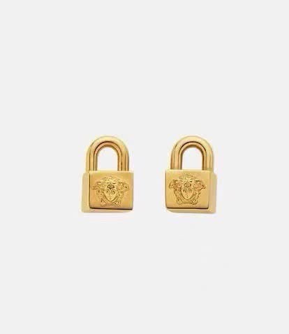 Versace Gold Medusa Lock Stud Earrings