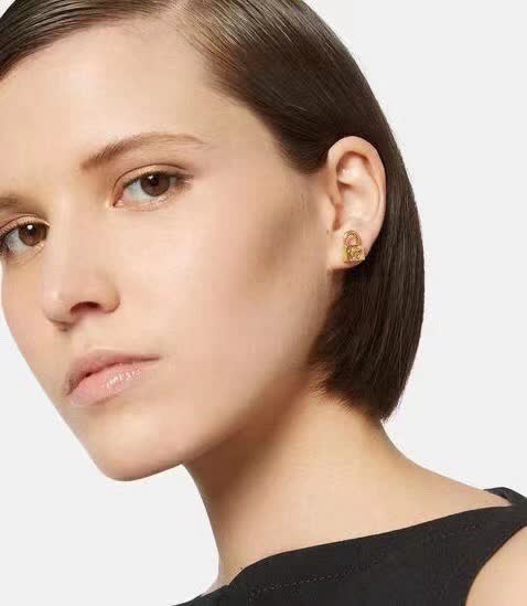 Versace Gold Medusa Lock Stud Earrings