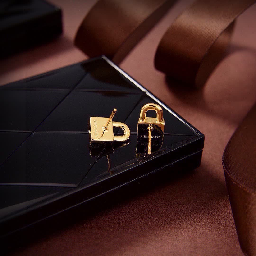Versace Gold Medusa Lock Stud Earrings