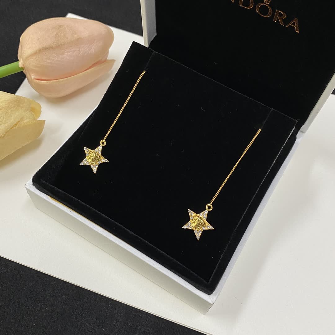 Versace Gold Star Dangle Earrings