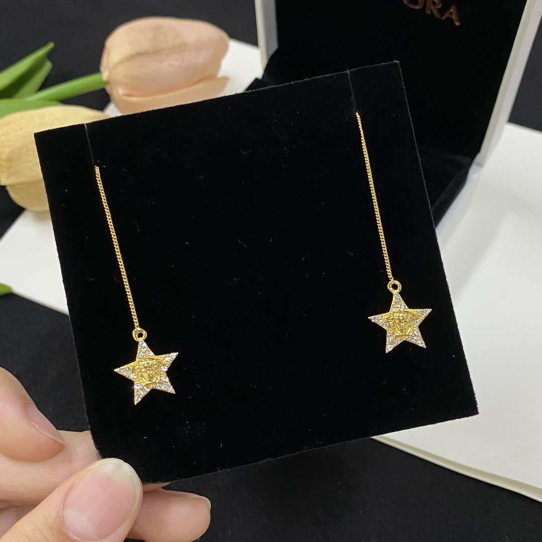 Versace Gold Star Dangle Earrings
