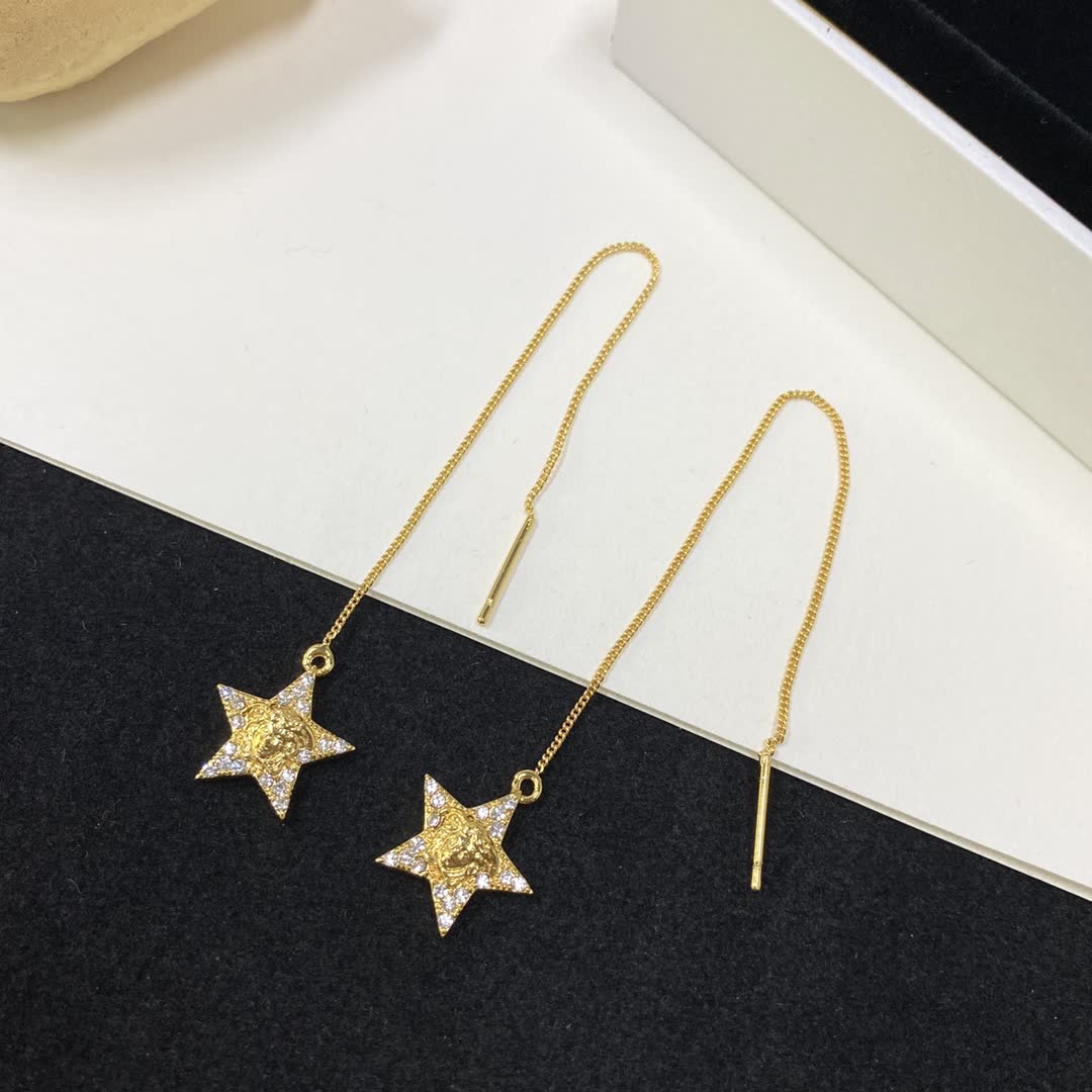 Versace Gold Star Dangle Earrings