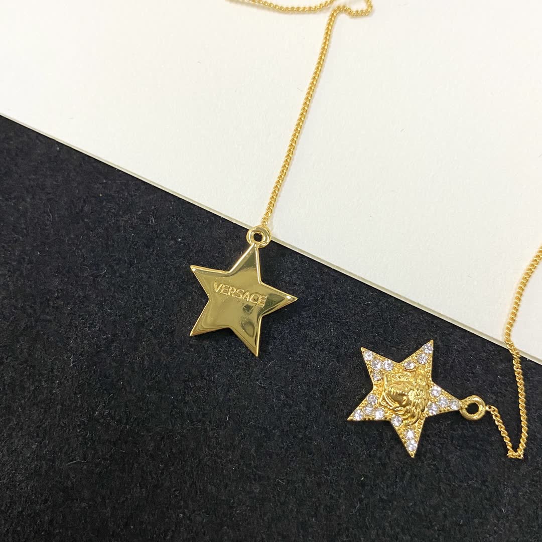 Versace Gold Star Dangle Earrings