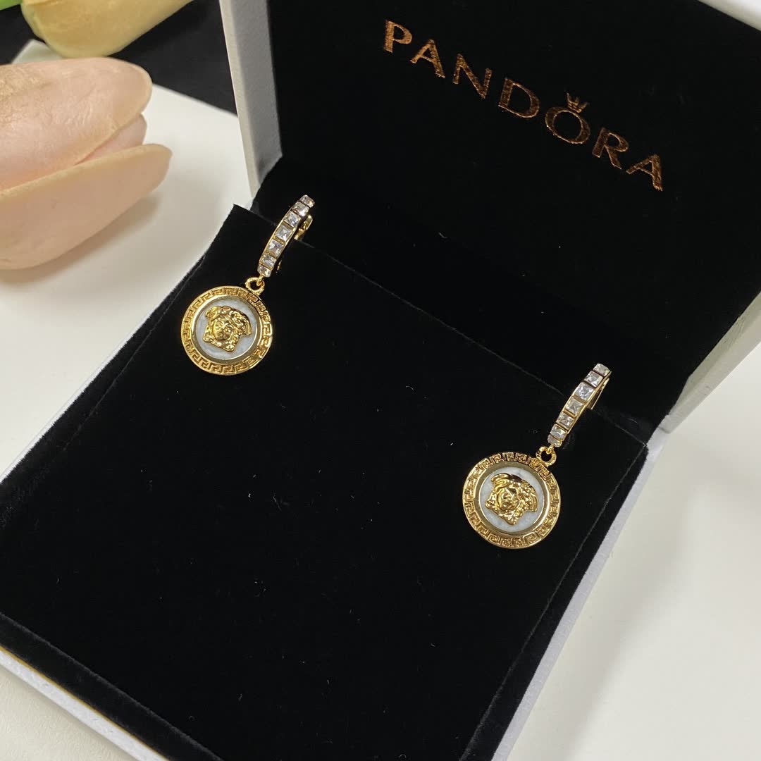 Versace Gold Coin Drop Earrings