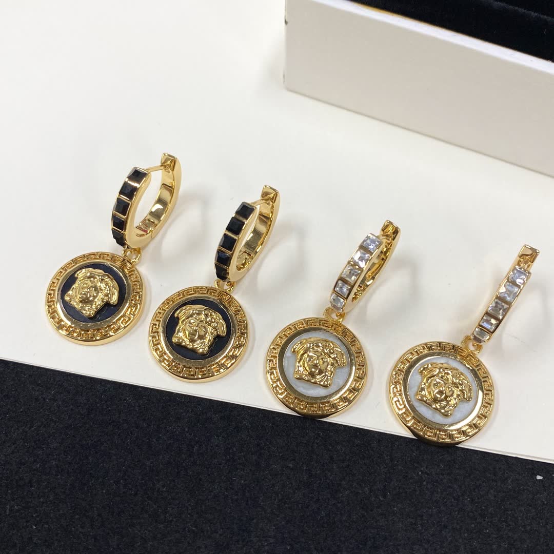 Versace Gold Coin Drop Earrings