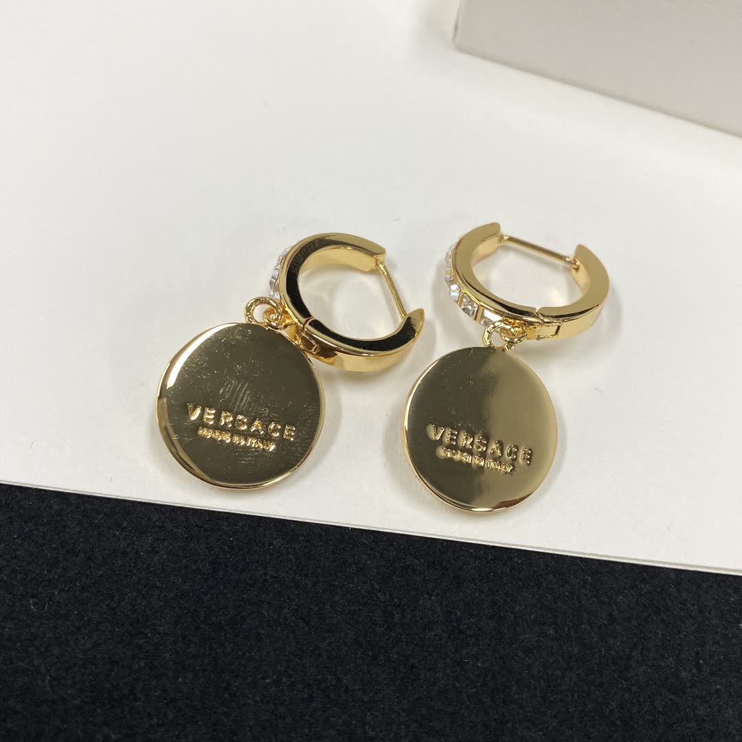 Versace Gold Coin Drop Earrings