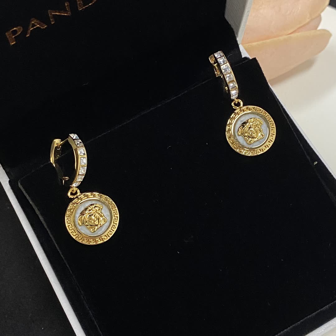 Versace Gold Coin Drop Earrings
