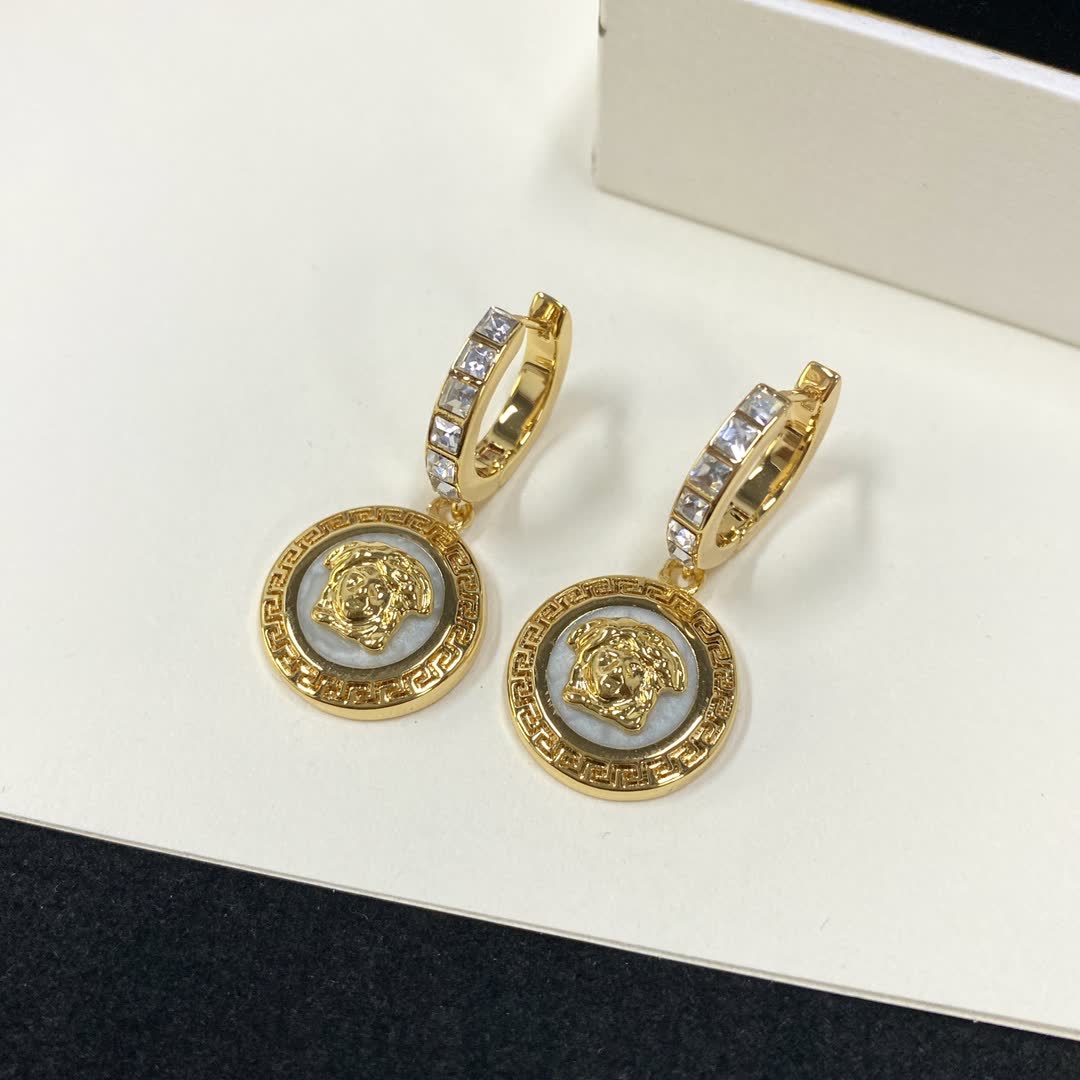 Versace Gold Coin Drop Earrings