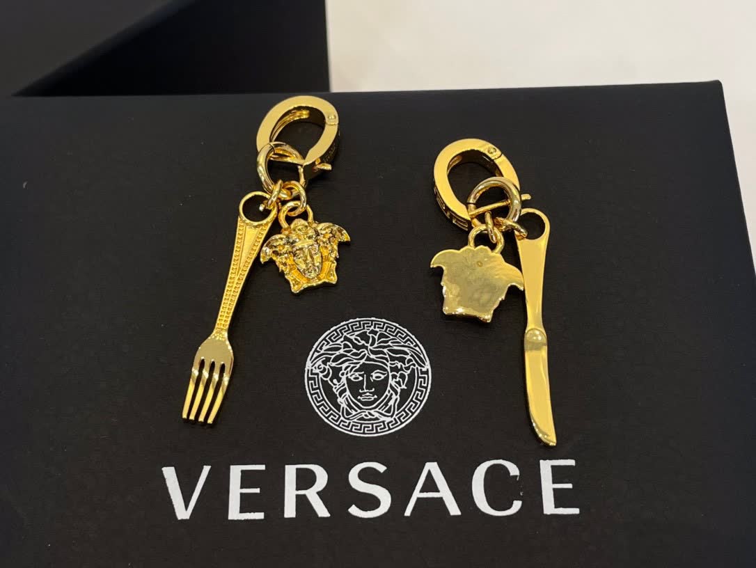 Versace Gold Fork and Knife Earrings