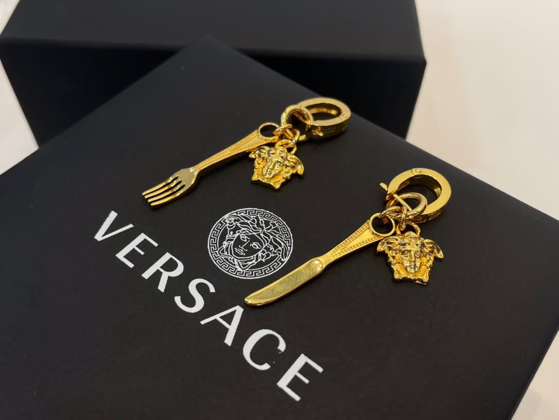 Versace Gold Fork and Knife Earrings