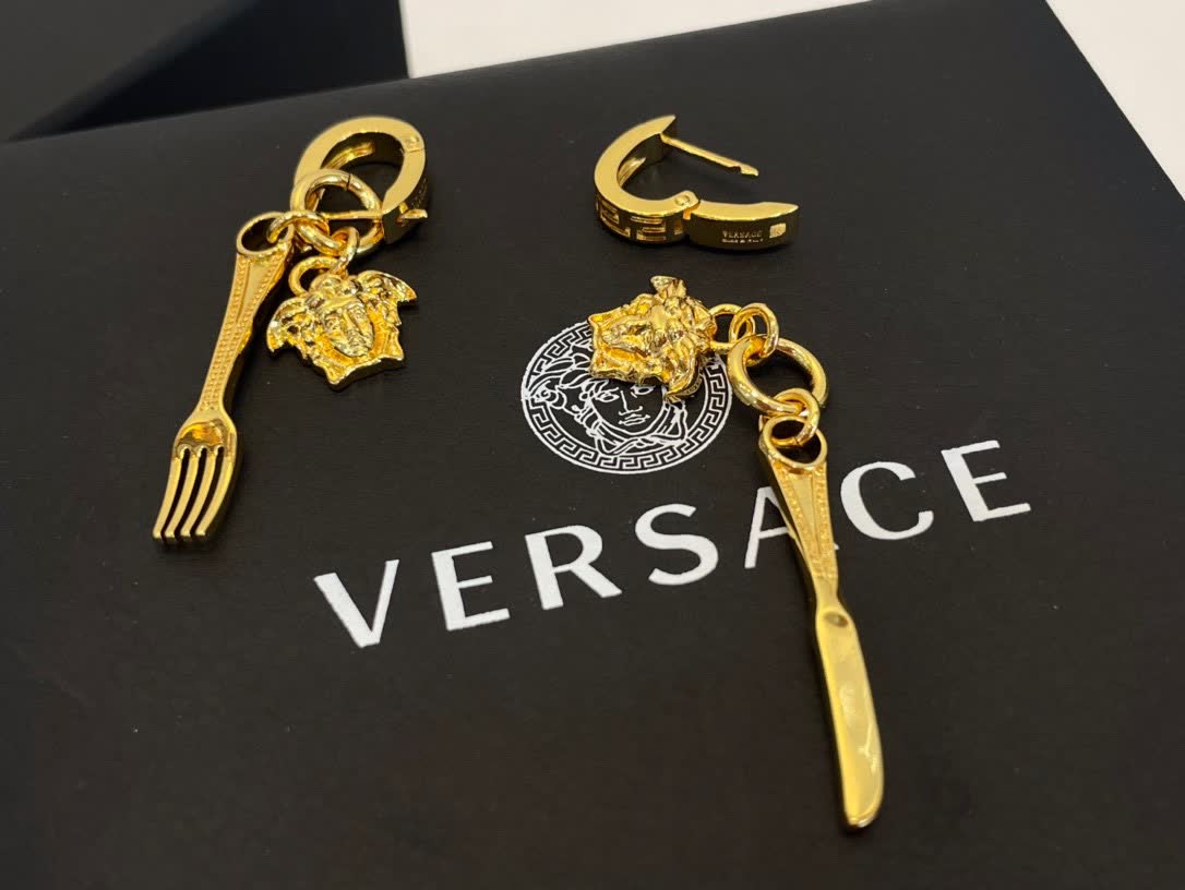 Versace Gold Fork and Knife Earrings