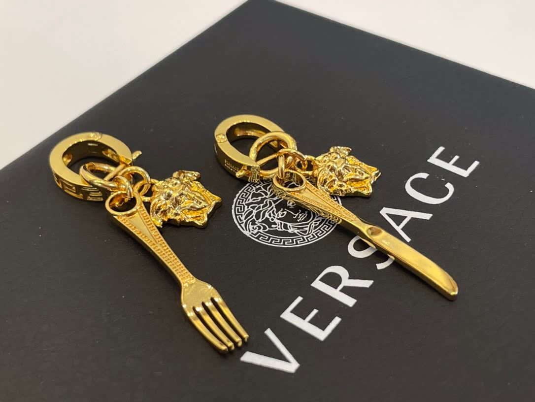 Versace Gold Fork and Knife Earrings
