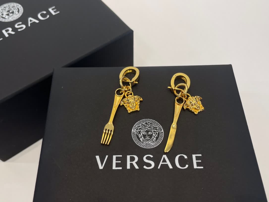 Versace Gold Fork and Knife Earrings