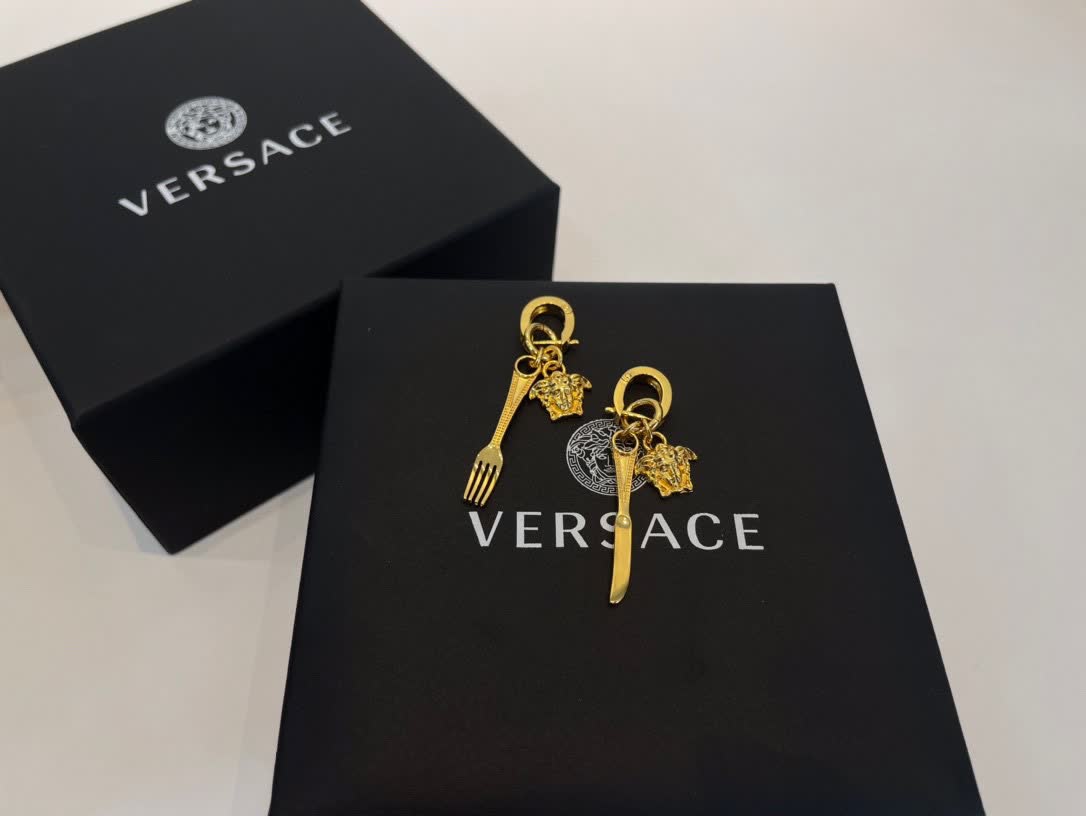 Versace Gold Fork and Knife Earrings