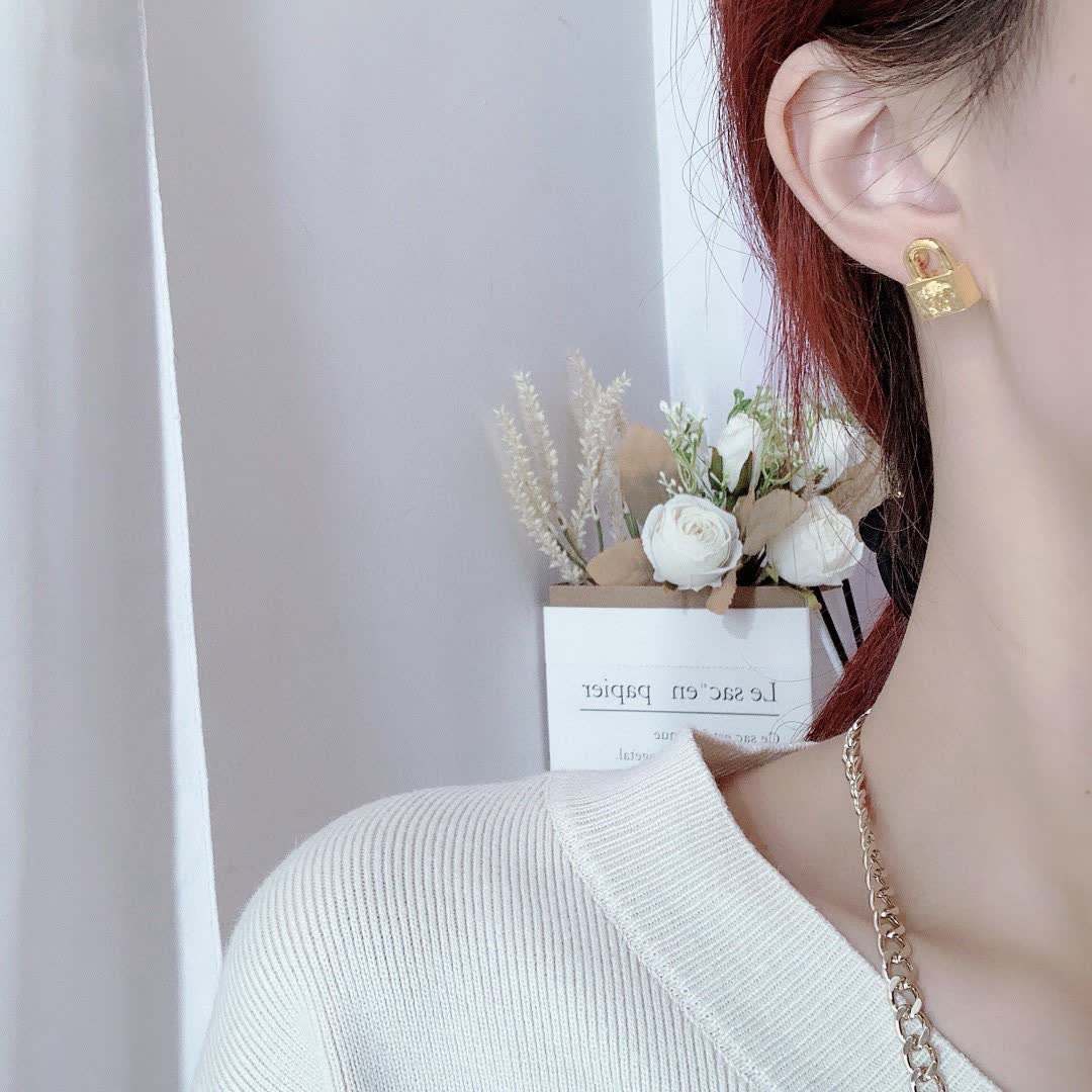 Versace Gold Lock Earrings