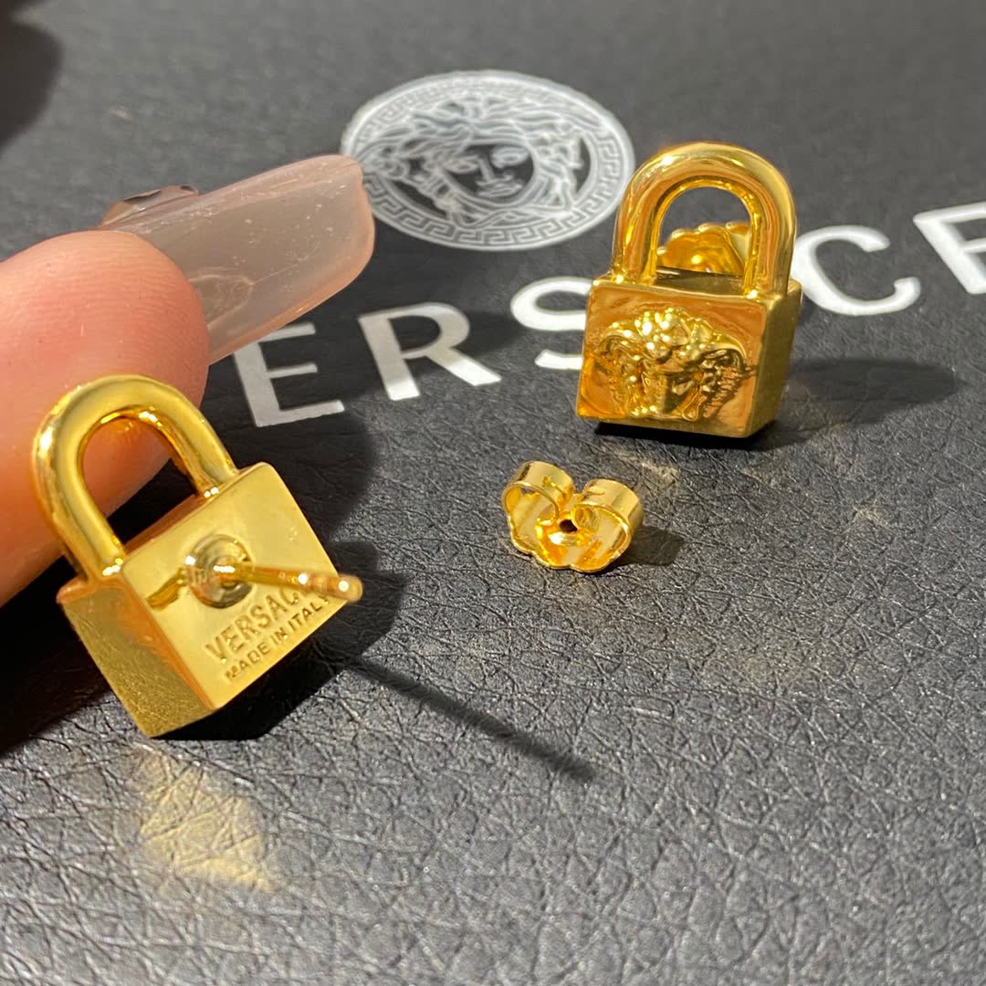 Versace Gold Lock Earrings