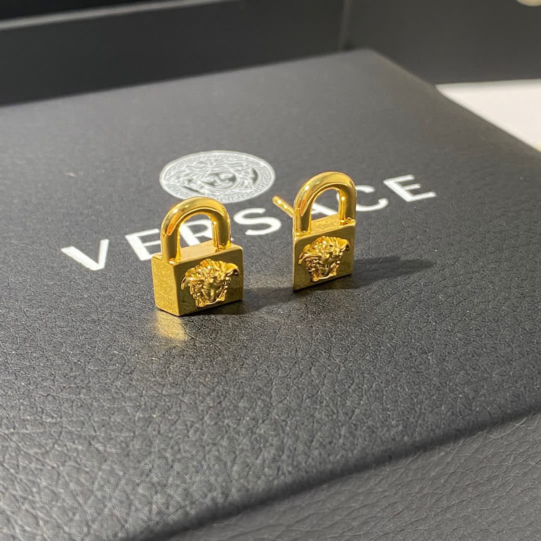 Versace Gold Lock Earrings