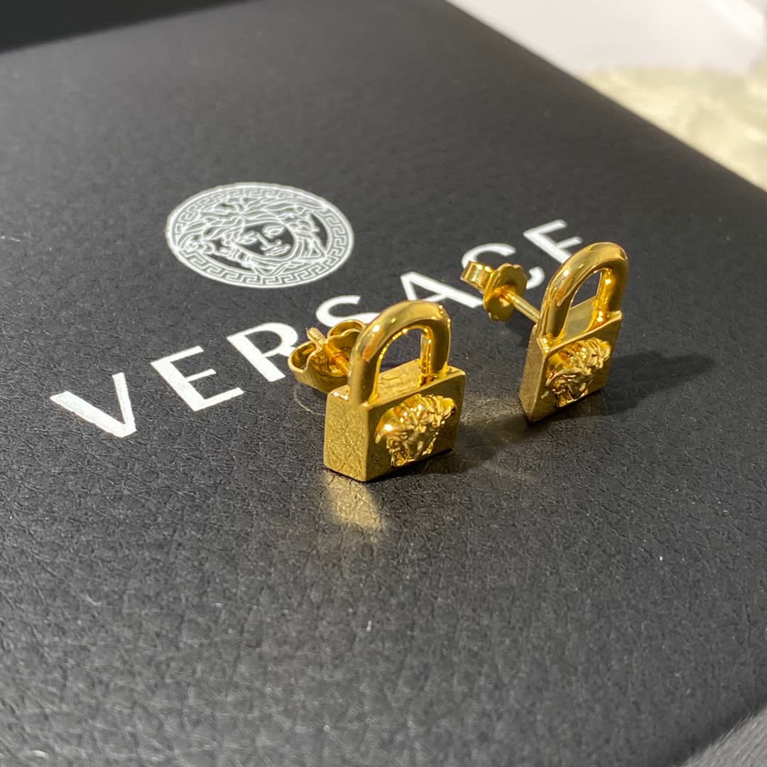 Versace Gold Lock Earrings