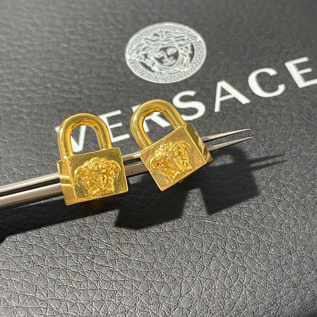 Versace Gold Lock Earrings