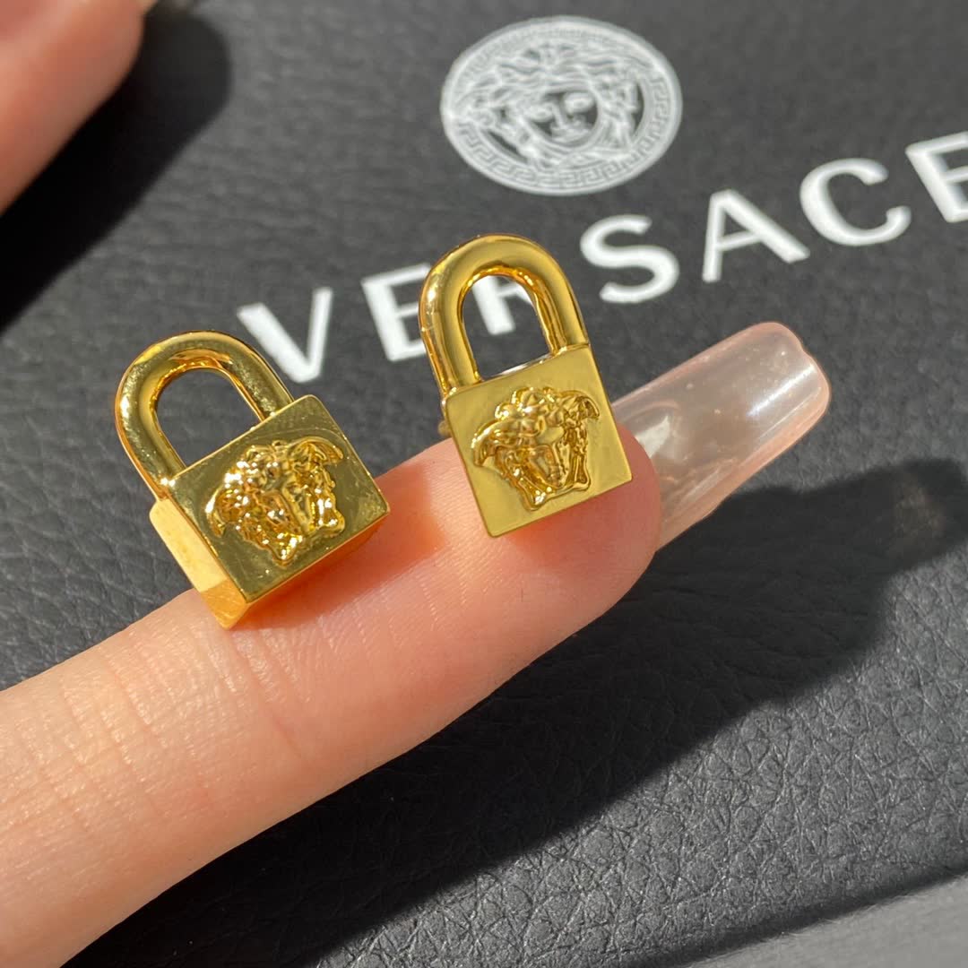 Versace Gold Lock Earrings