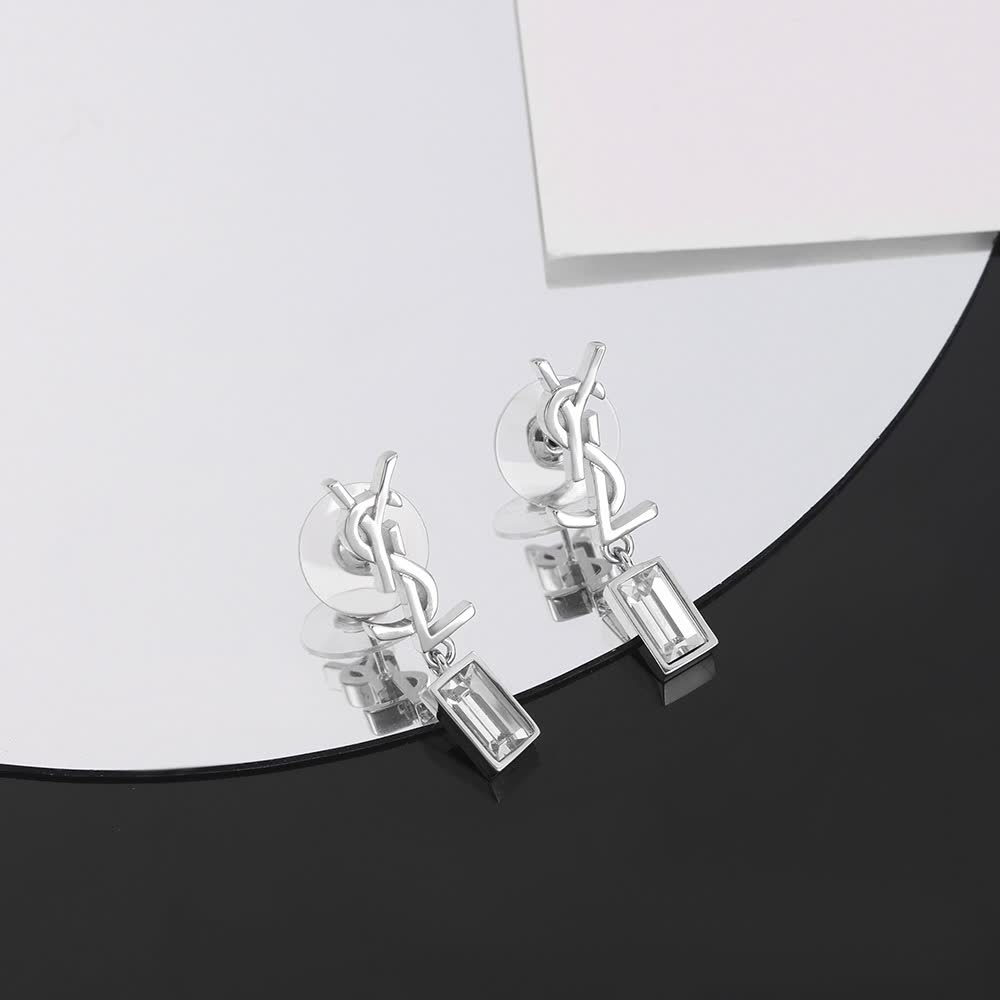 YSL Logo Crystal Earrings