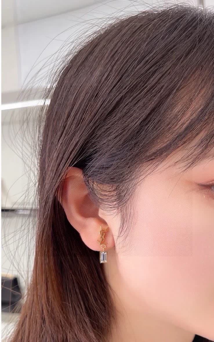 YSL Logo Crystal Earrings