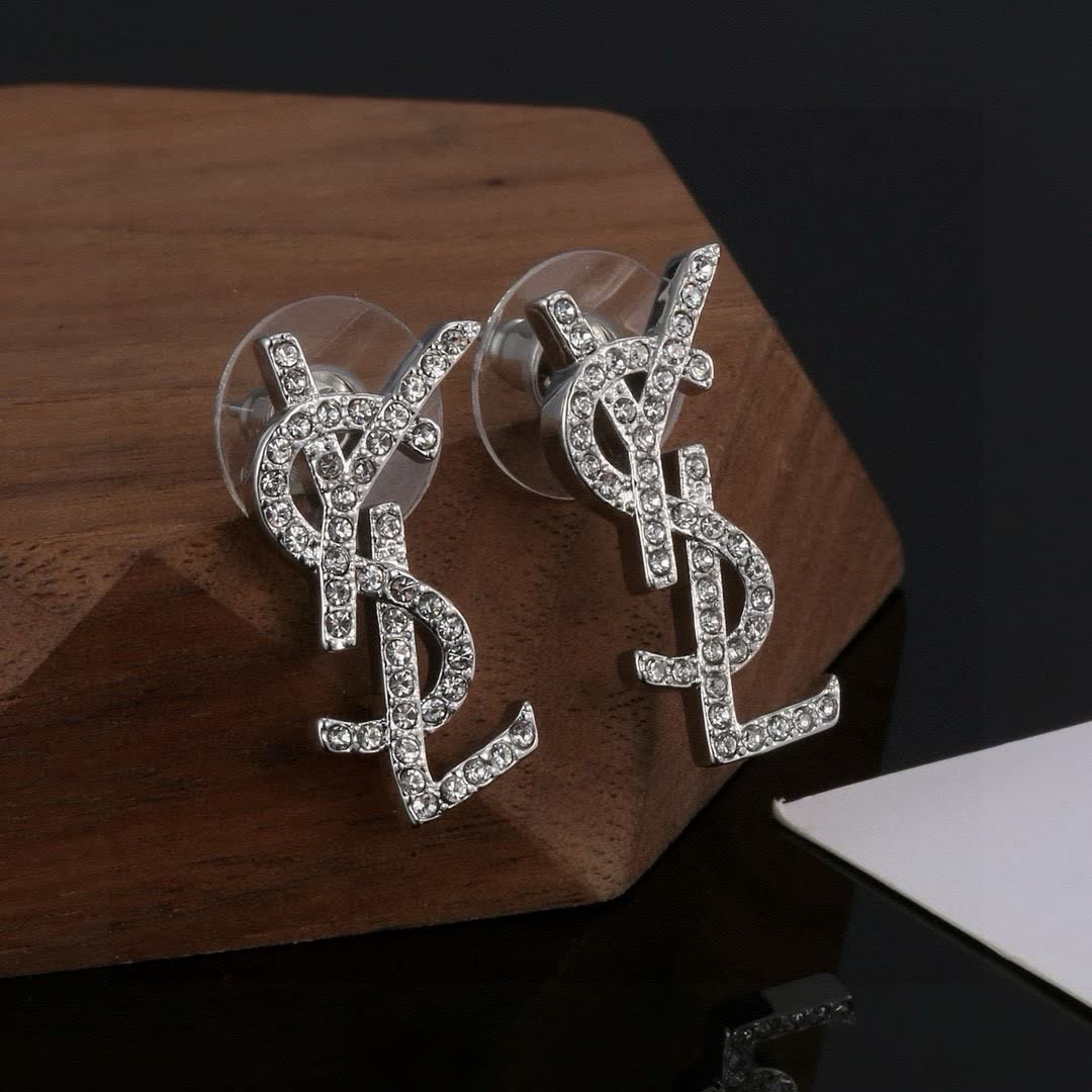 YSL Logo Stud Earrings
