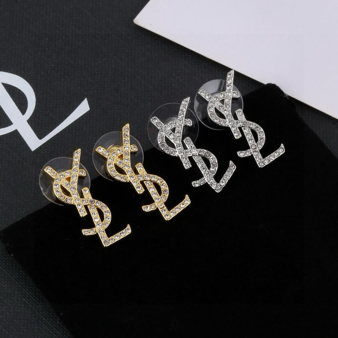 YSL Logo Stud Earrings