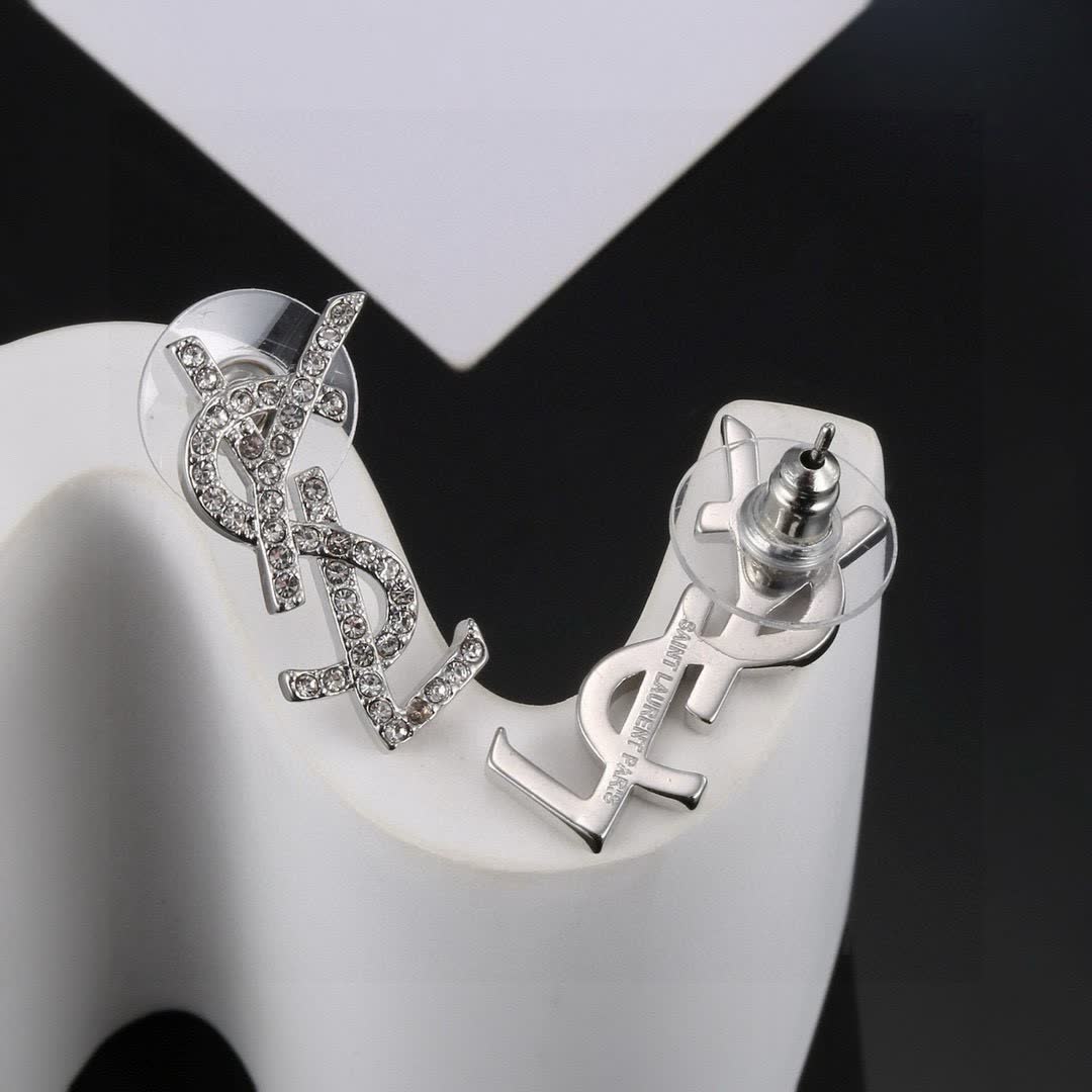 YSL Logo Stud Earrings
