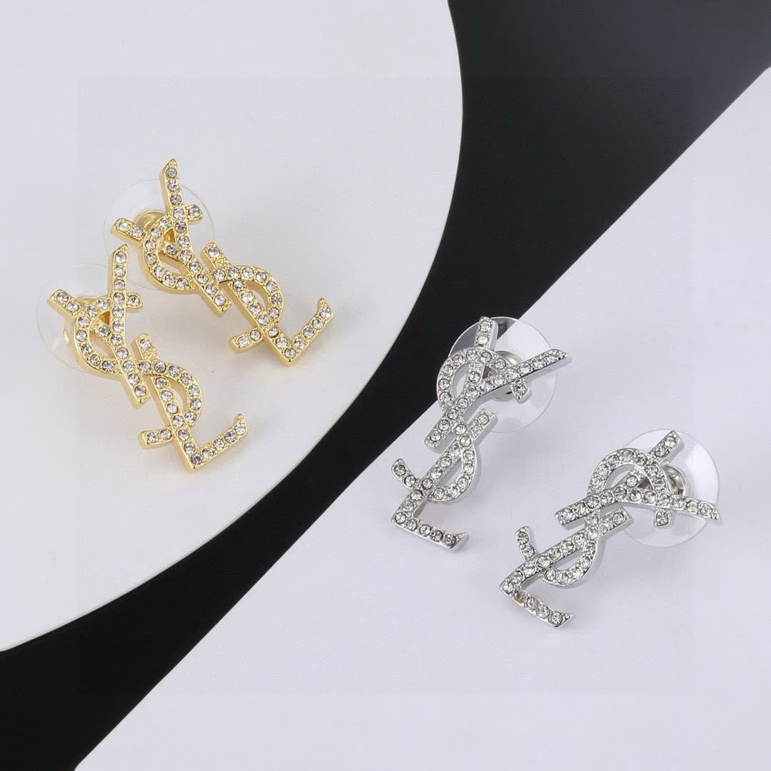 YSL Logo Stud Earrings