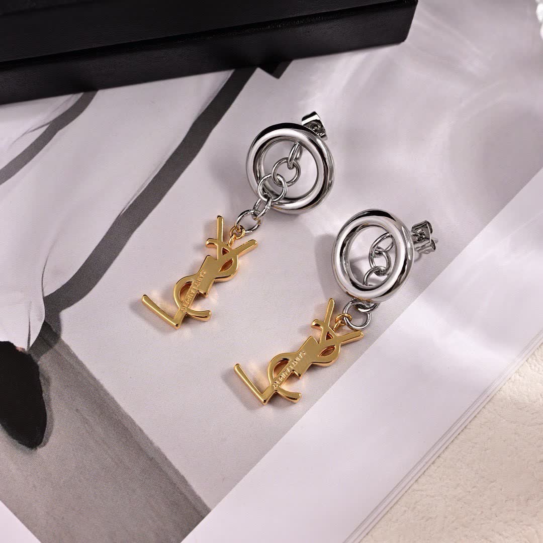 Saint Laurent YSL Logo Drop Earrings