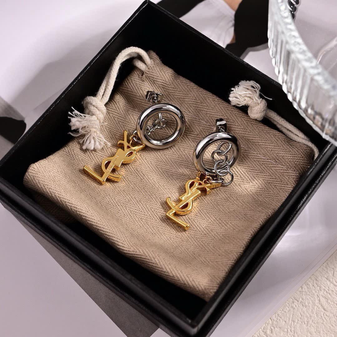 Saint Laurent YSL Logo Drop Earrings