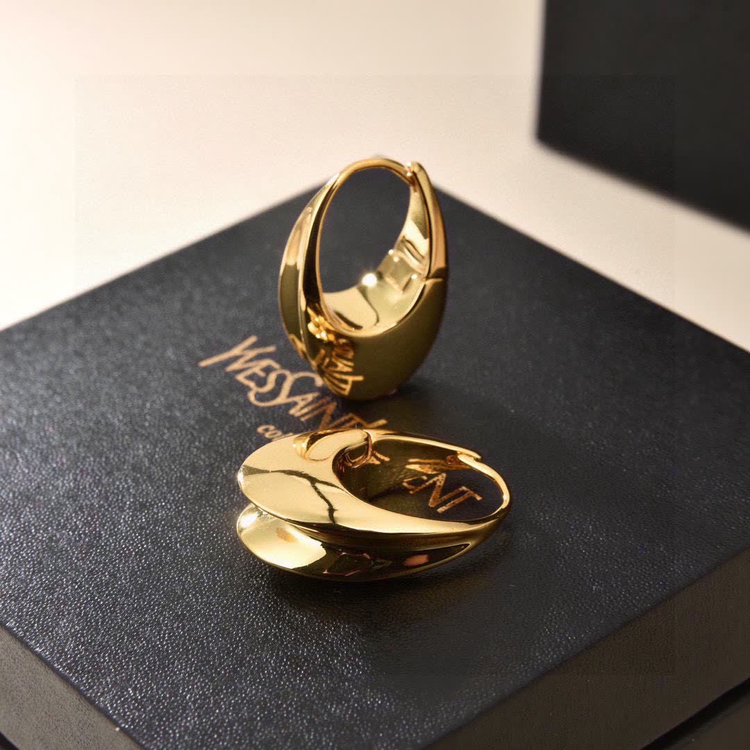 YSL Saint Laurent Paris Gold Hoop Earrings