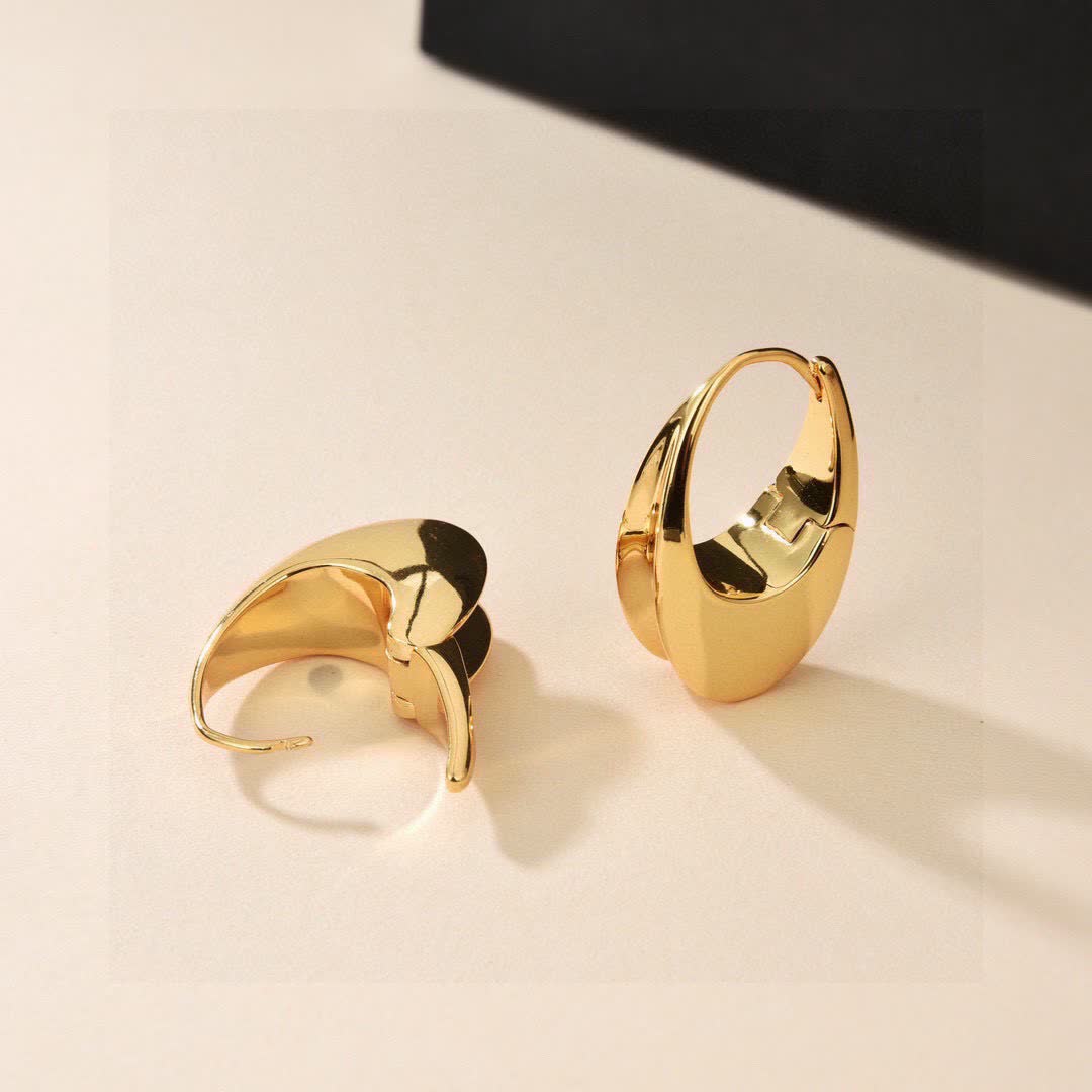 YSL Saint Laurent Paris Gold Hoop Earrings