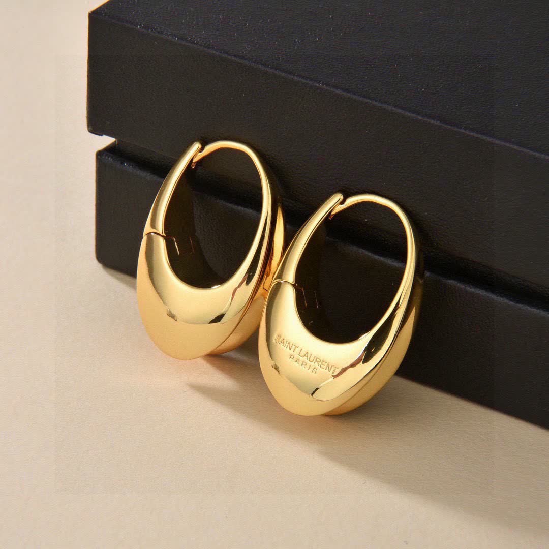 YSL Saint Laurent Paris Gold Hoop Earrings