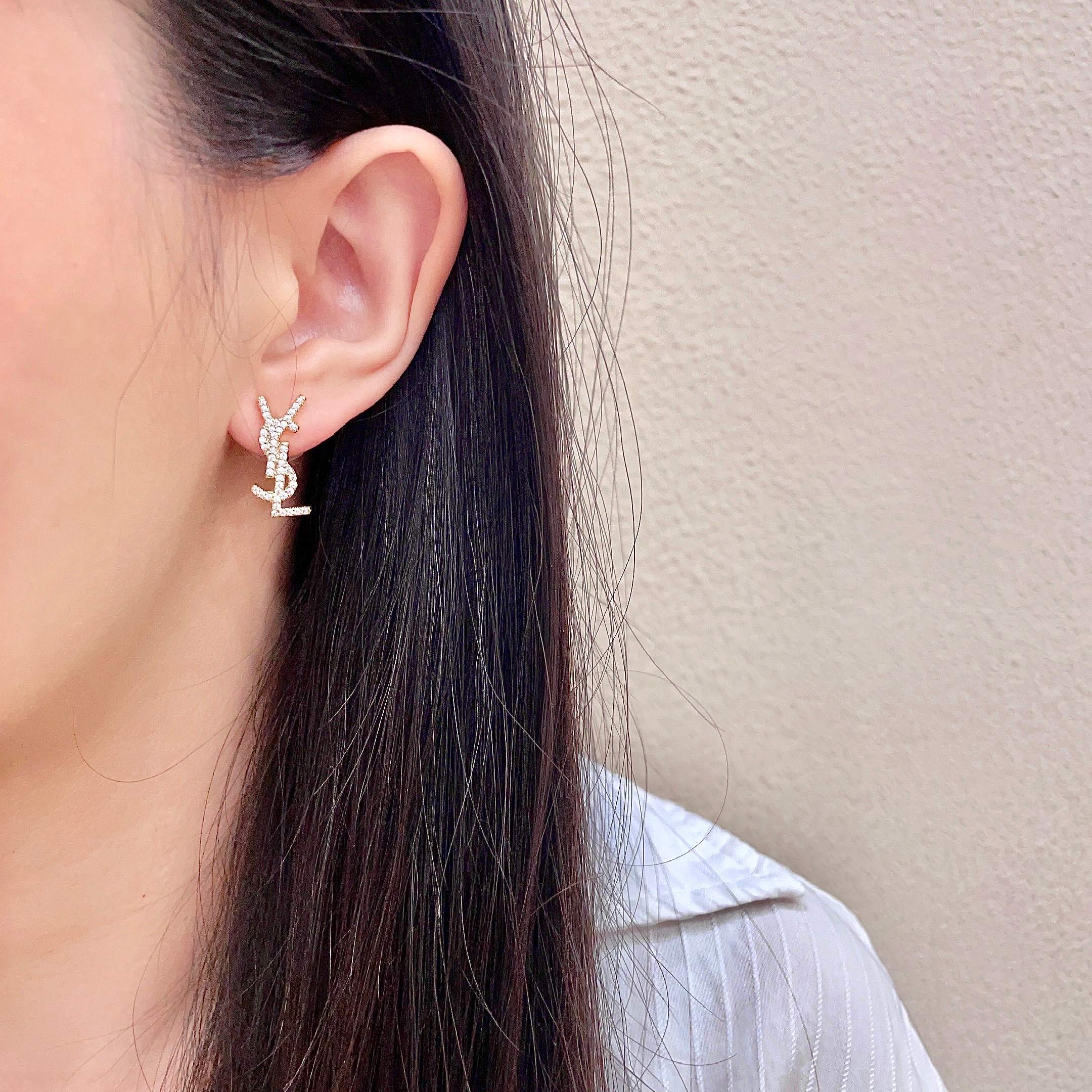 YSL Logo Stud Earrings