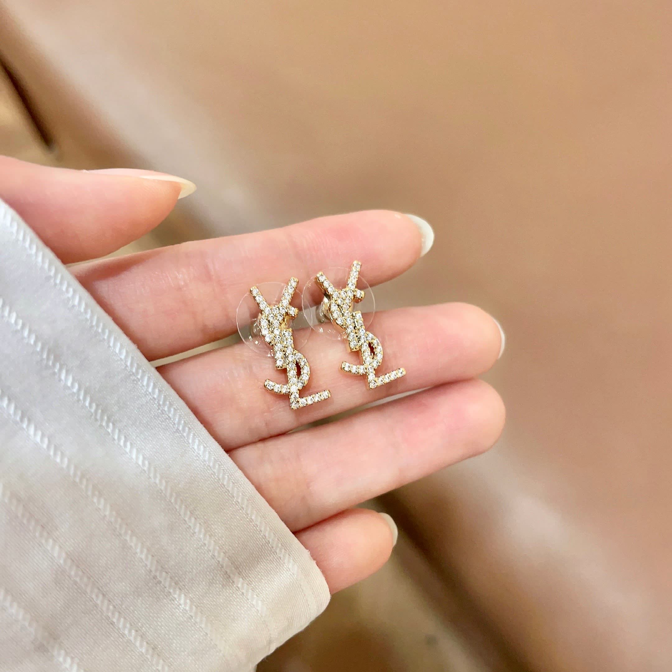 YSL Logo Stud Earrings