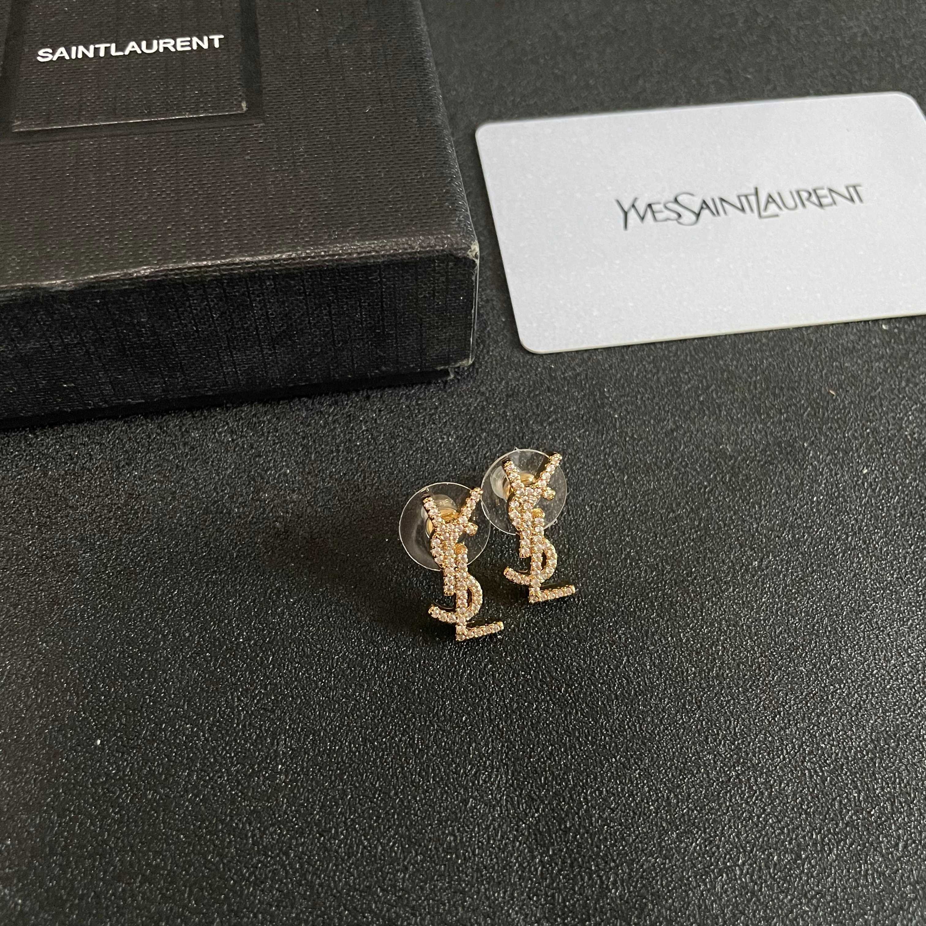 YSL Logo Stud Earrings