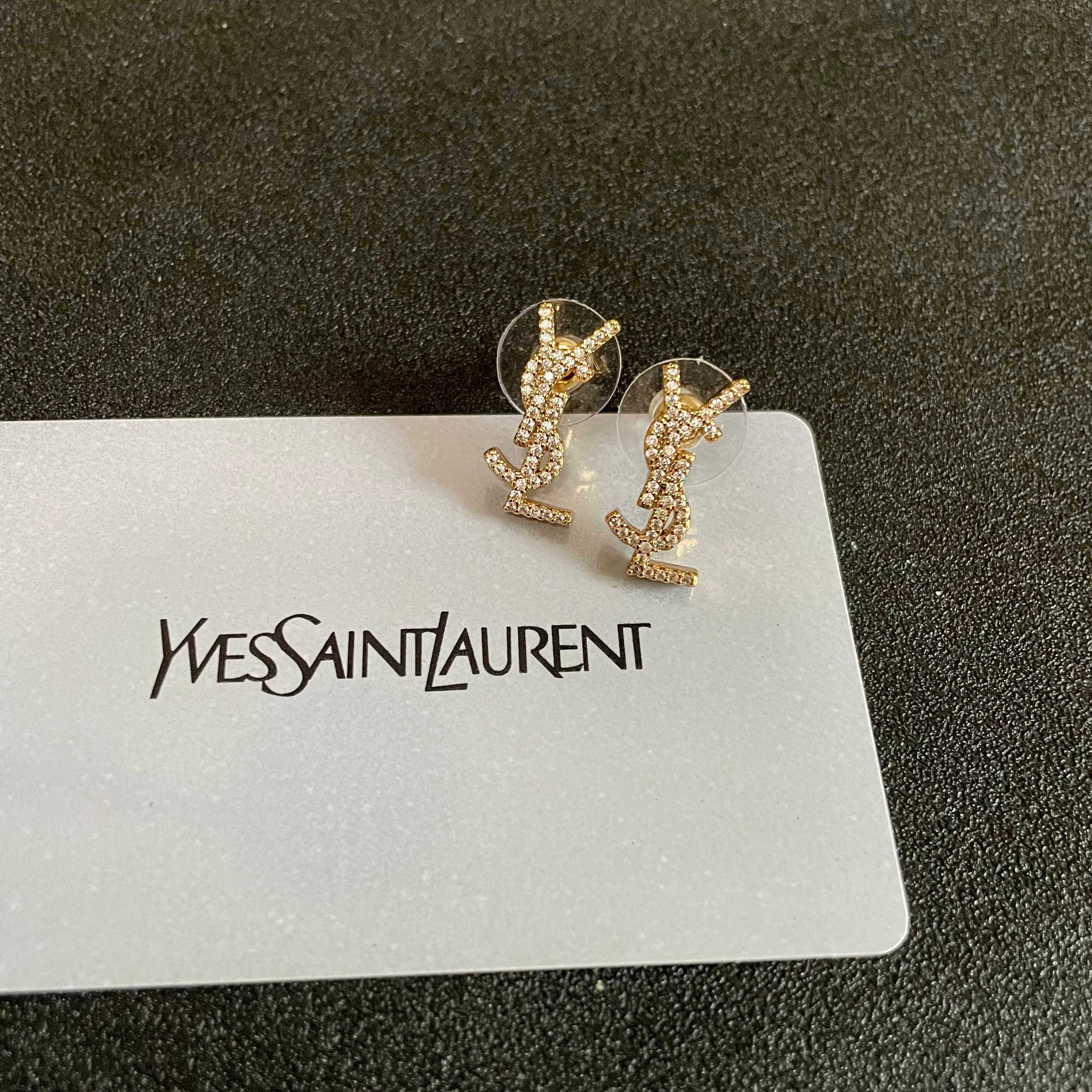 YSL Logo Stud Earrings