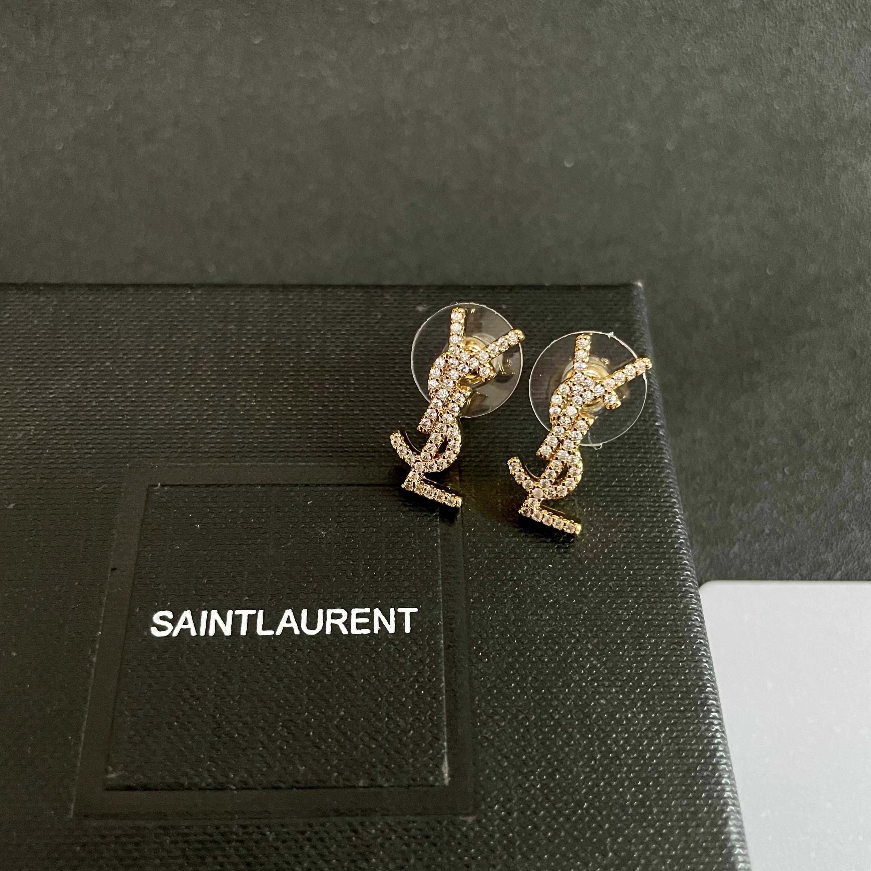 YSL Logo Stud Earrings