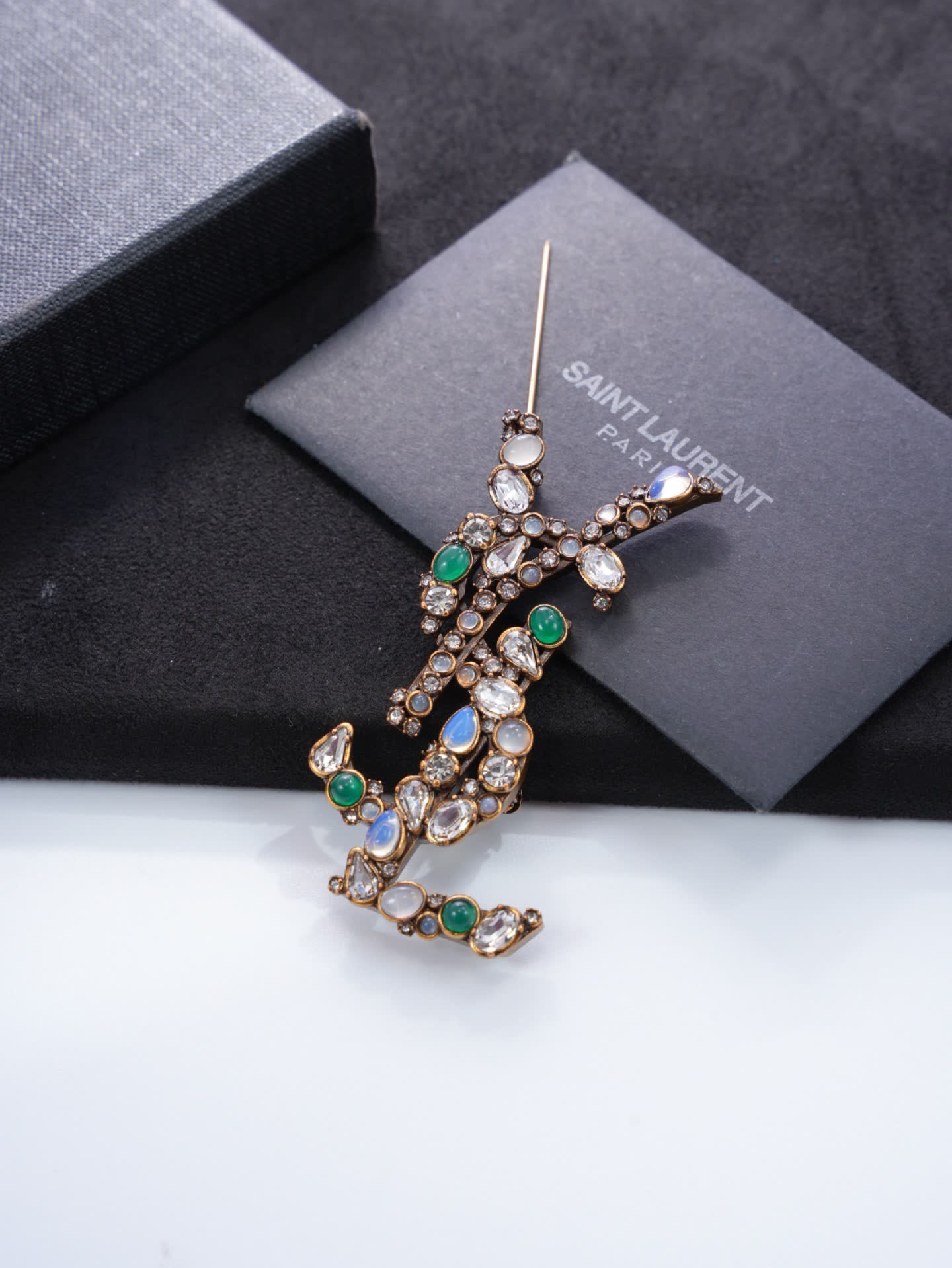Saint Laurent Earrings - Crystal Embellished Statement Design