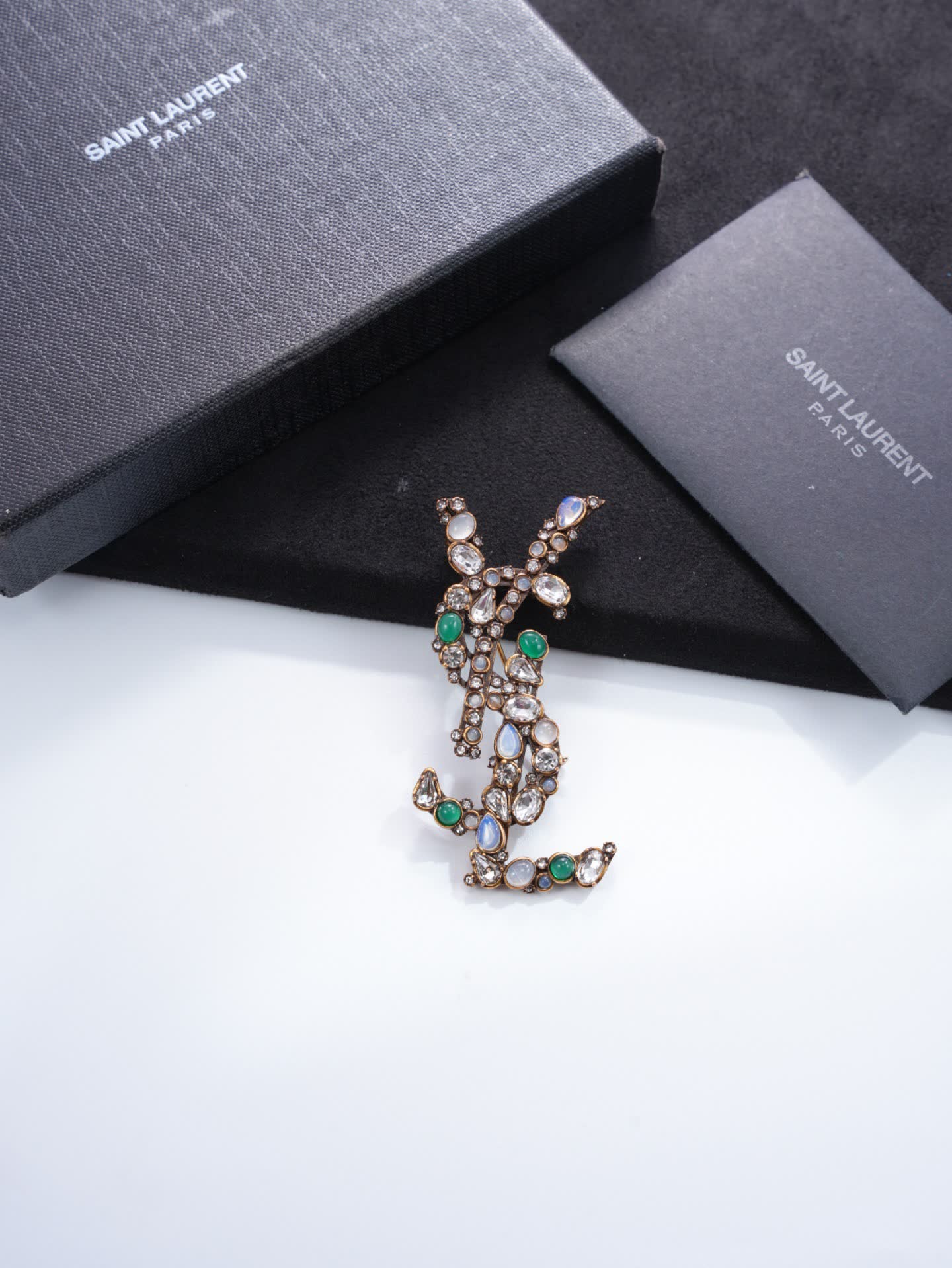 Saint Laurent Earrings - Crystal Embellished Statement Design