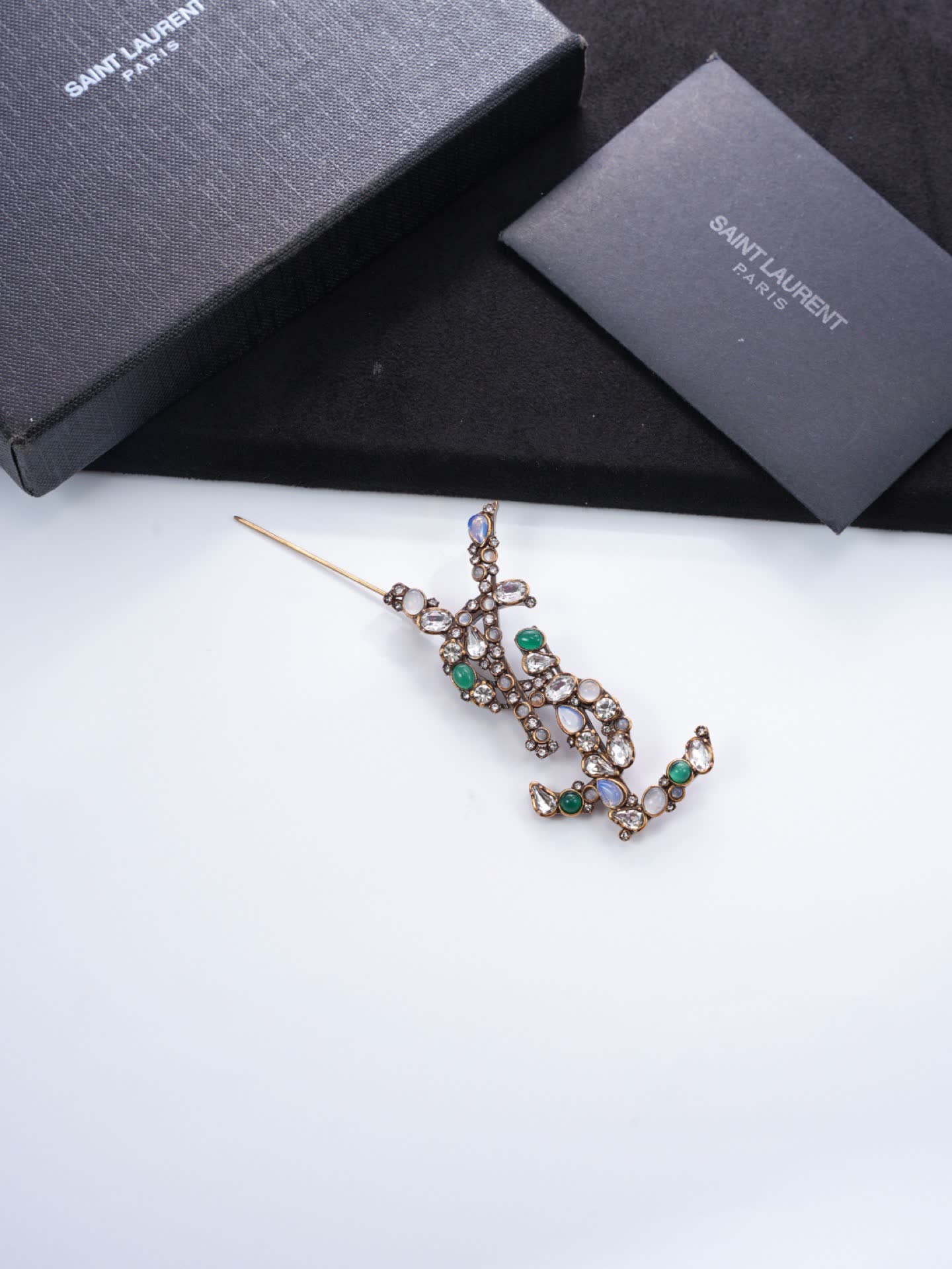 Saint Laurent Earrings - Crystal Embellished Statement Design