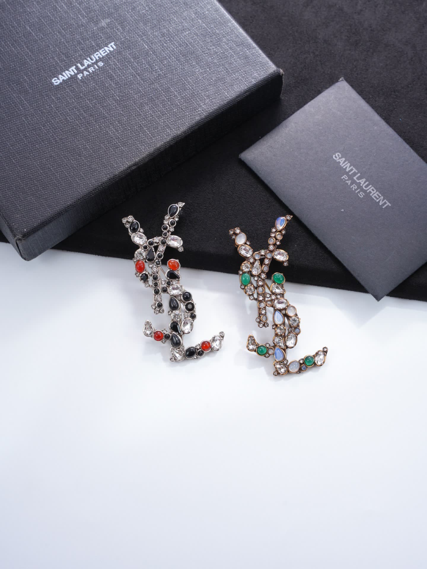 Saint Laurent Earrings - Crystal Embellished Statement Design